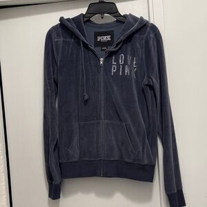 PINK Victoria's Secret Navy Hoodie with Silver Lettering